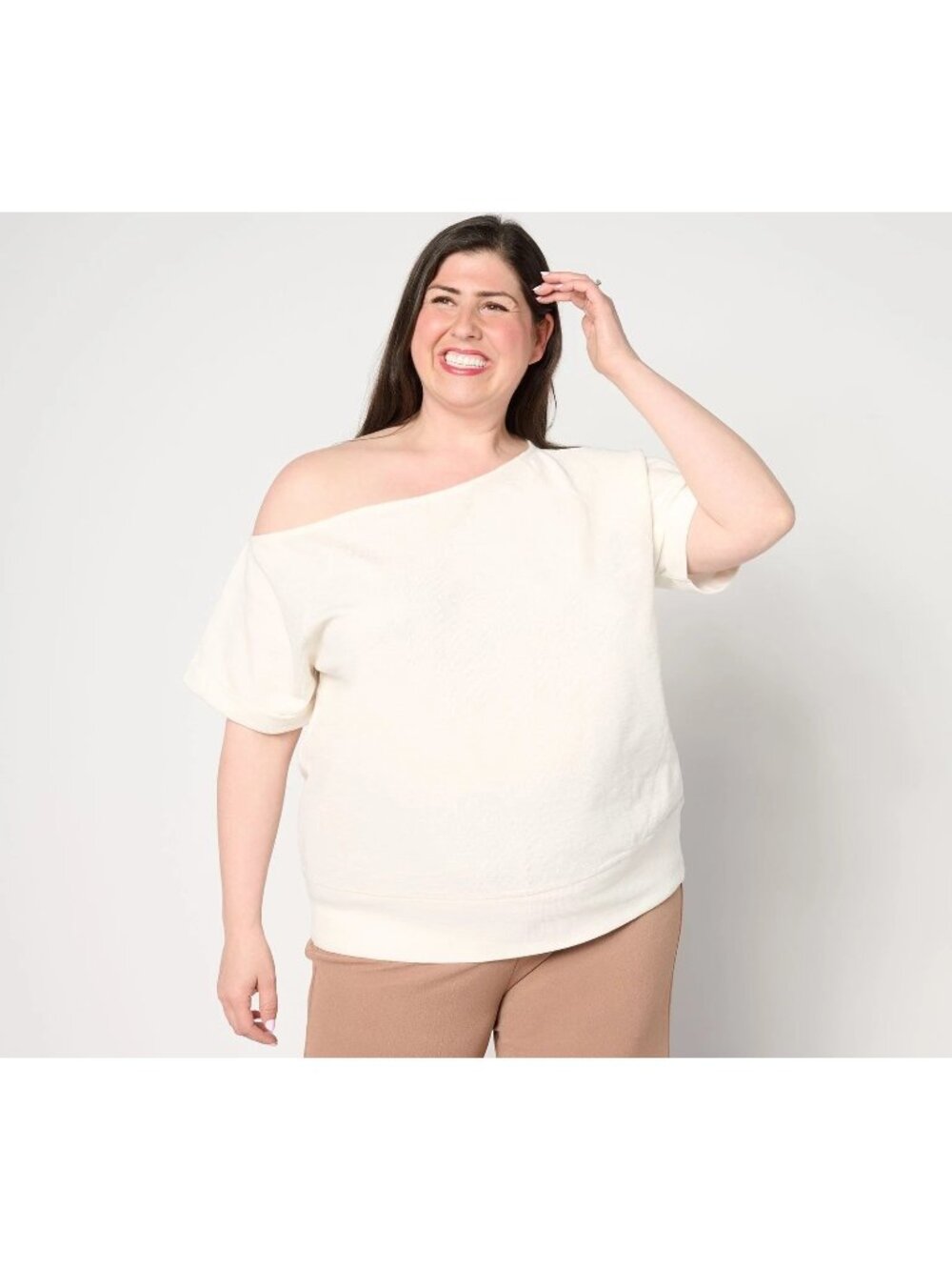 BEAUTIFUL by Lawrence Zarian Women's Top Plus Sz M Off Shoulder Ivory A646353